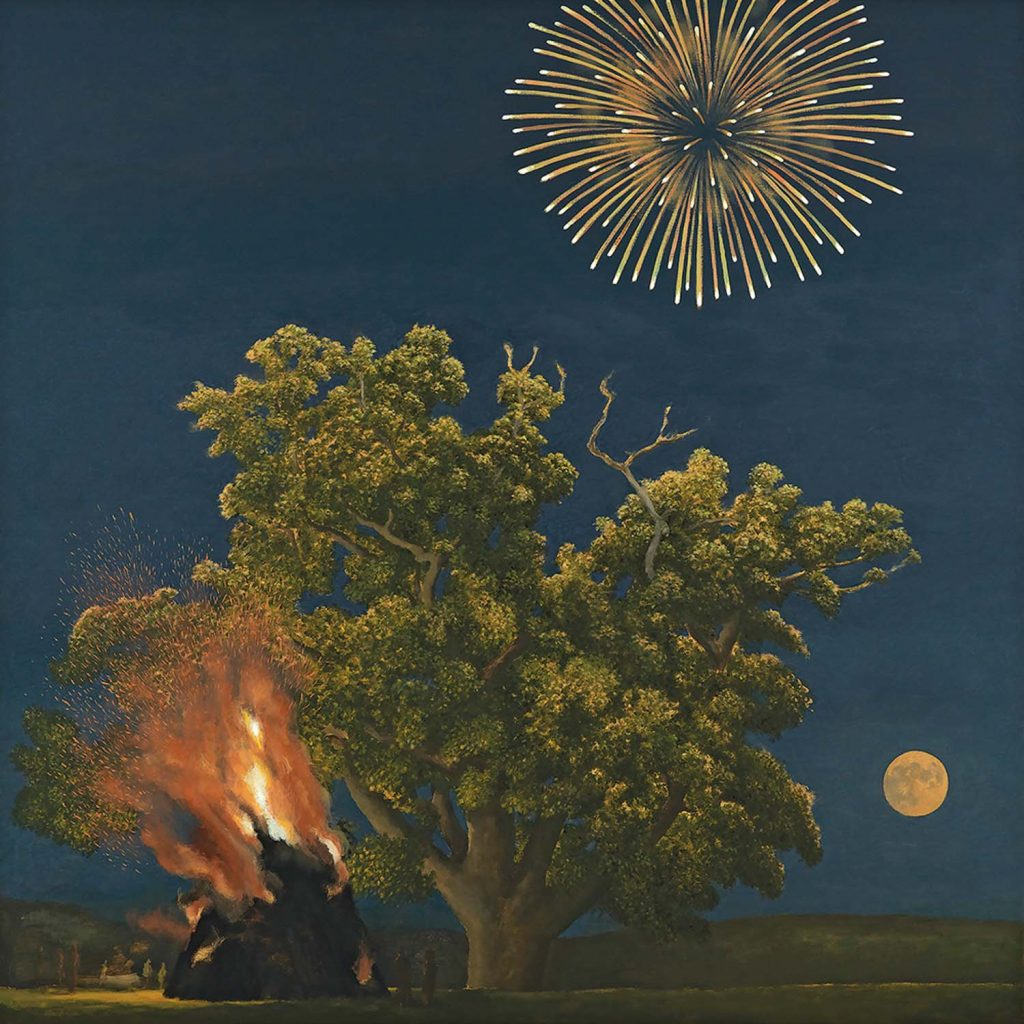 Bonfire Firework Tree and Moon