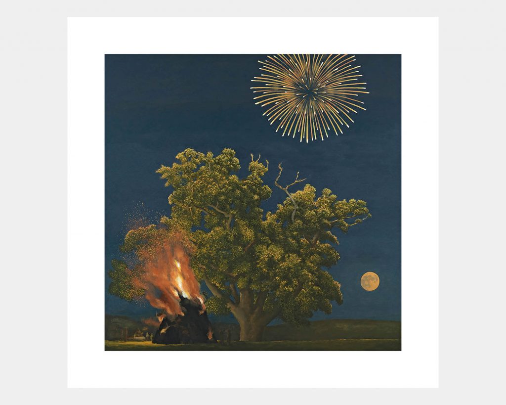Bonfire Firework Tree and Moon